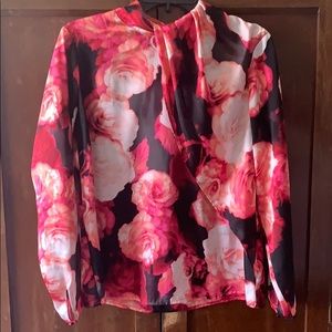 Beautiful Roses Print Silky Shirt